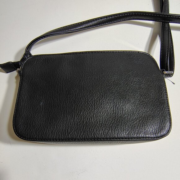 Enzo Angiolini Bag Black Pebbled Leather Small Crossbody Compact Minimalist - Picture 3 of 9